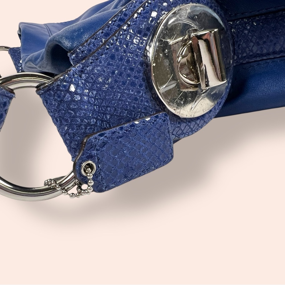 COACH Penelope Cobalt Blue Embossed Snake Hobo Bag, F16535 - Picture 12 of 14